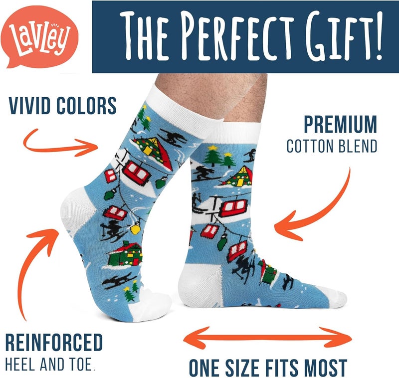 Lavley Ski Socks - Funny socks for skiers and snowboarders - Unisex novelty gift - Great for birthdays or holidays - Image 2